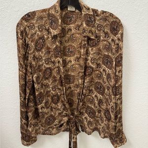 Michael Kors vtg women’s silk blouse size 10 made in China wrap blouse